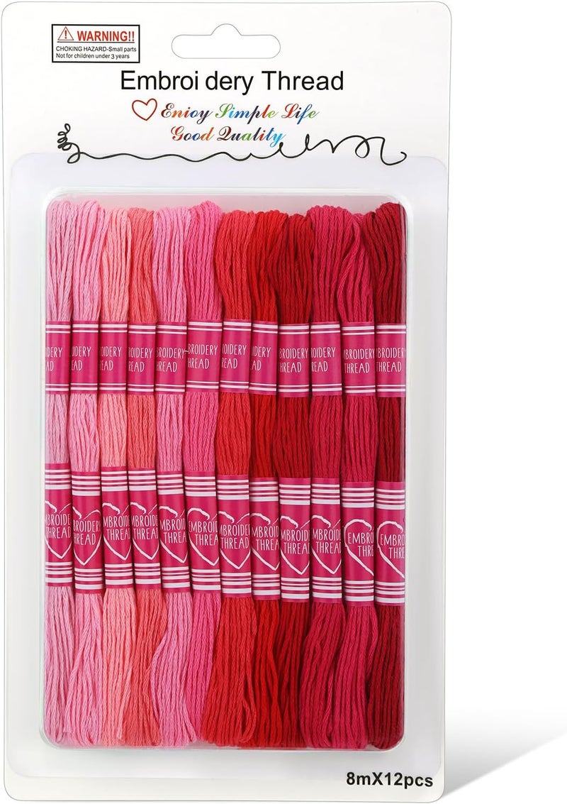 Dercuy Embroidery Floss,12 Skeins Red Embroidery Thread,Friendship Bracelet String for DIY Making,Embroidery Crafts - Image 1